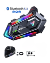 16 Mod RGB Işıklı Motosiklet Intercom Çift Telefon Destekli
