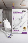 2.6A USB Sarj Adaptoru + Type-C Sarj Kablosu (EU)