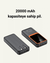 20.000 mAh Powerbank – 22.5W Hızlı Şarj, Çok Kablolu, Dijital Göstergeli