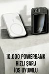 22.5W Magsafe Kablosuz Şarjlı Powerbank Dijital Ekran ve Hızlı Şarj