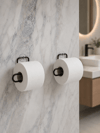 2’li Siyah Metal Rulo Kağıt Tutucu Yapışkanlı Banyo ve Mutfak Kağıtlık
