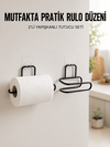 2’li Siyah Metal Rulo Kağıt Tutucu Yapışkanlı Banyo ve Mutfak Kağıtlık