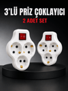 3’lü Priz Çoklayıcı 2 Adet Set Anahtarlı Kablosuz Duvar Tipi Priz Çoğaltıcı