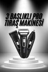 3'lü Set Saç Sakal Kesme Traş Makinesi Burun Kılı Alma Tıraş Makinesi