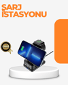 4’ü 1 Arada Kablosuz Şarj İstasyonu LED Saat Ekranlı, Akıllı Güvenlik Koruması