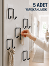 5 Adet Yapışkanlı Duvar Askısı Çok Amaçlı Pratik Askılık Seti