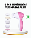5’i 1 Arada Yüz Temizleme Cihazı – Masaj, Fırça, Peeling ve Krem Uygulama Aparatlı