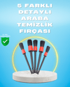 5'li Araba Temizlik Fırçaları-Farklı Boyutlu Fırçalarla Derinlemesine Temizlik