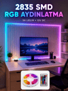 5M RGB Şerit LED Seti 12V 2835 SMD Kumandalı Ev Oda ve Dekoratif Ambiyans Aydınlatma