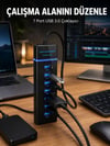 7 Girişli USB 3.0 Hub 5Gbps LED Göstergeli USB Çoğaltıcı