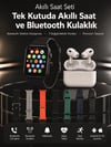 7 Kordonlu Akıllı Saat ve Bluetooth Kulaklık Seti Nabız Takibi, Bildirimler ve Spor Modları