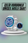 Akıllı Saat Çelik Kordonlu Amoled Ekran Android ve İOS Uyumlu Çağrı Cevaplayabilen Yeni Nesil