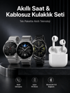 Akıllı Saat ve Kulaklık Seti Dokunmatik Ekran 5.0 Bluetooth Bağlantılı Sesli Görüşme