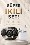 Akıllı Saat ve Kulaklık Seti Dokunmatik Ekran 5.0 Bluetooth Bağlantılı Sesli Görüşme