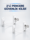 Anahtarlı Pencere Güvenlik Aparatı Beyaz Kablolu Açılma Sınırlayıcı 2’li Set