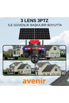 Avenir Solar Güvenlik Kamerası (Tek Panel, 3 Lensli)
