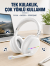Beyaz Kablosuz Bluetooth Kulaklık Mikrofonlu Ergonomik Kulak Üstü Tasarım