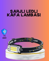 Beyaz Led Işık Sensörlü Kafa Lambası Lityum Batarya Led El Fenerli Şarjlı