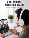 Bluetooth 5.0 Beyaz Kulak Üstü Kablosuz Kulaklık Mikrofonlu RGB Aydınlatmalı