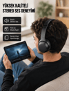 Bluetooth 5.0 Siyah Kablosuz Kulaklık 18 Saat Batarya Katlanabilir Tasarım Yeni Nesil
