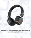 Bluetooth 5.3 Rainbow Işıklı Kulak Üstü Kablosuz Kulaklık Yeni Nesil