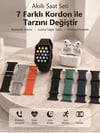 Bluetooth Görüşme Destekli Akıllı Saat Seti Kablosuz Kulaklık, 7 Kordon ve Çoklu Spor Modu