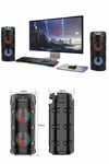 Bluetooth Hoparlör Rgb Led Işıklı Büyük Boy Yüksek Bass Çift Loblu