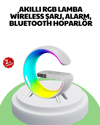 Bluetooth Hoparlörlü RGB Atmosfer Lambası Kablosuz Şarj ve Saat Özellikli