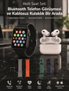 Bluetooth Telefon Görüşmeli Akıllı Saat Seti Kablosuz Bluetooth Kulaklık 7 Değiştirilebilir Kordon