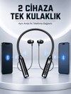 Boyun Bantlı Bluetooth Kulaklık Dijital Ekranlı Mikrofonlu Çift Telefon Bağlantılı Kablosuz Müzik ve Görüşme Kulaklığı