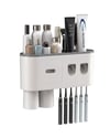 Çift Dispenserli Diş Macunu Sıkacağı 6 Fırçalık Bardaklı Banyo Organizer