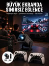 Çift Kollu Game Box Projeksiyon Cihazı Kumandalı Android Tv Dahili Hoparlör