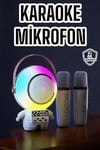 Çift Mikrofonlu Karaoke Mikrofon Bluetooth Bağlantılı Dijital Göstergeli