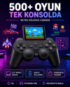 Çocuklar ve Yetişkinler İçin Uygun 500 Oyunlu Taşınabilir Mini Retro El Konsolu