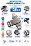 Çoklu Girişli 128GB Lightning Type C USB Flash Bellek Telefon Tablet ve Bilgisayar Uyumlu