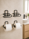 Delmeden Monte Tuvalet Kağıdı Askısı Siyah Metal Yapışkanlı Banyo Kağıtlığı 4’lü Set