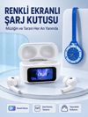 Dokunmatik Kablosuz Kulaklık + Mavi Askılı Analog Charm Saat İkili Set
