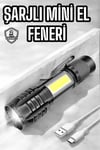 El Feneri Led USB Şarjlı Zoom Mini Led Işık Acil Durum Feneri