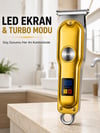 Erkek Saç Sakal Tıraş Makinesi LED Ekranlı Turbo Modlu T Bıçaklı Ense Favori Şekillendirme Makinesi
