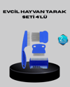 Evcil Hayvan Tüy Bakım Seti – 4’lü Paslanmaz Çelik ve Eco Plastik, Kolay Temizlenebilir ve Dayanıklı