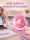 Gece Lambası Özellikli Şarjlı Mini Masaüstü Fan