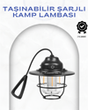 Geometrik Tasarımlı Vintage Kamp Lambası – Type-C Şarj, Ayarlanabilir Parlaklık