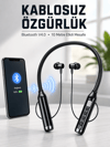 Kablosuz Bluetooth Boyun Kulaklığı 10 Metre Menzilli Mikrofonlu Ses Kontrollü Uzun Kullanım Süreli Kulak İçi Kulaklık