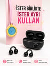 Kablosuz Kulaklık ve Pembe Askılı Çanta Charm Analog Saat Kampanya Seti