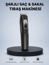 Kablosuz, Paslanmaz Çelik Bıçaklı Profesyonel Saç ve Sakal Tıraş Makinesi – Sessiz, Güçlü ve Ergonomik