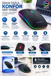 Kablosuz Şarjlı Sessiz Tıklamalı Ergonomik Mouse