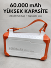 Kamp ve Seyahat İçin 60000 mAh Powerbank 22.5W Hızlı Şarj Acil Durum Işıklı Taşıma Saplı 4 Entegre Kablolu