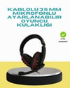 Kırmızı Işıklı Oyun Kulaklığı Kablolu Mikrofonlu Profesyonel