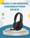 Kırmızı Kulaklık Stereo Mikrofonlu Dayanıklı Örgü Kablolu