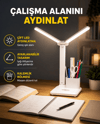 Kısılabilir LED Masa Lambası – Kalemlik ve Telefon Standlı, Göz Yormayan Işık Yeni Nesil